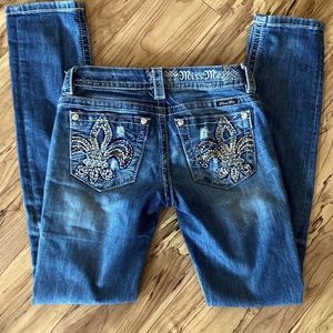 Miss me jeans size 25 skinny bling fleur De lis bling